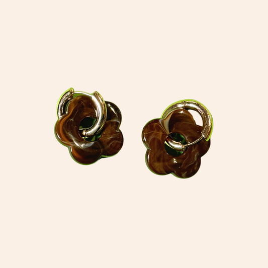 Flower Resin Hoops - Mahogany