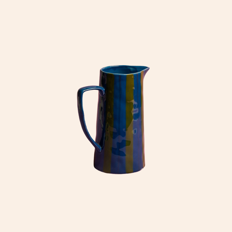 Striped Jug - Cobalt/Grass Green