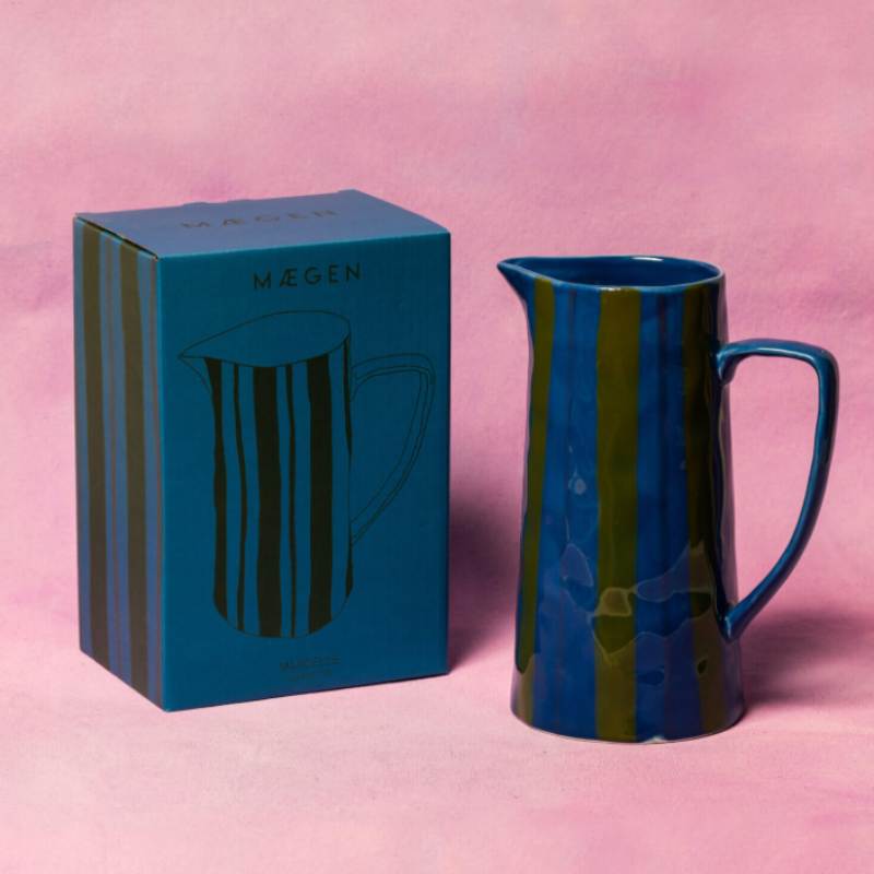 Striped Jug - Cobalt/Grass Green