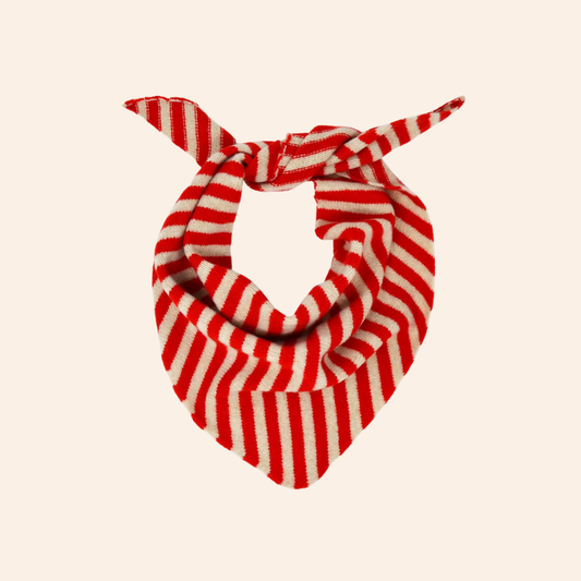 Triangle Neck Scarf - Oatmeal/Poppy Red Stripe