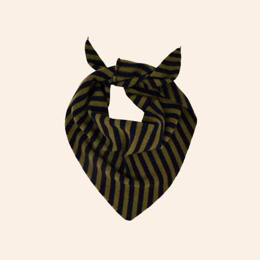 Triangle Neck Scarf - Olive/Navy Stripe