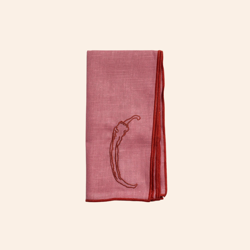 Embroidered Napkins - Chilli Pepper