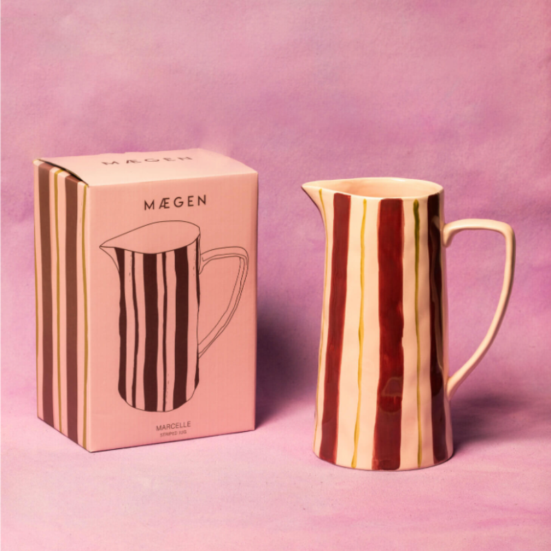 Striped Jug - Pink/Burgundy