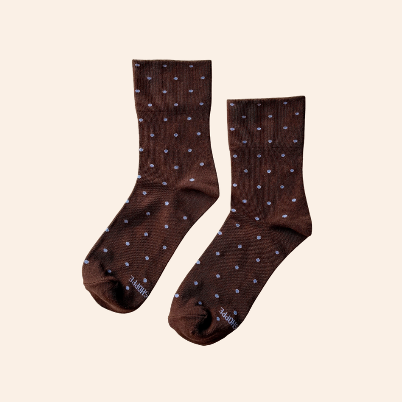 Polka Dot Socks - Cacao/Blue