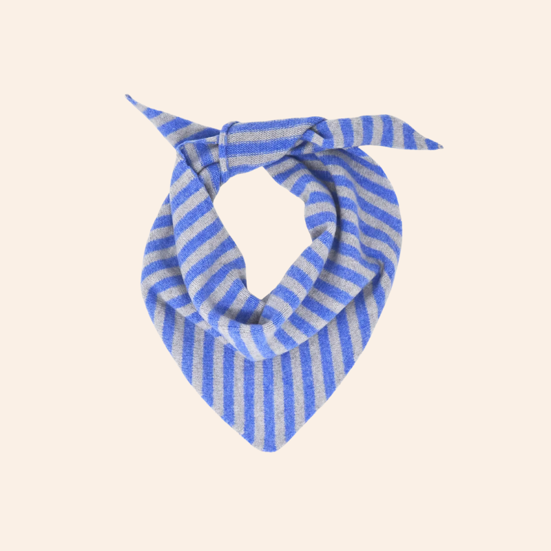 Triangle Neck Scarf - Blue/Grey Stripe