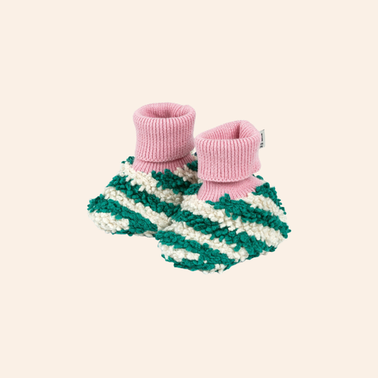 Cotton Baby Slipper Socks - Green