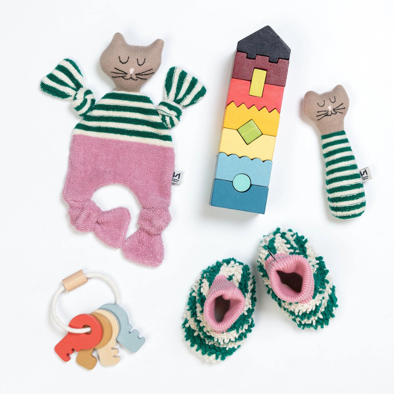 Cotton Baby Slipper Socks - Green