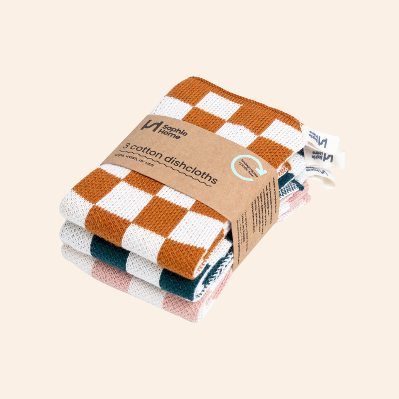 Reusable Dishcloths - Rust/Green/Pink