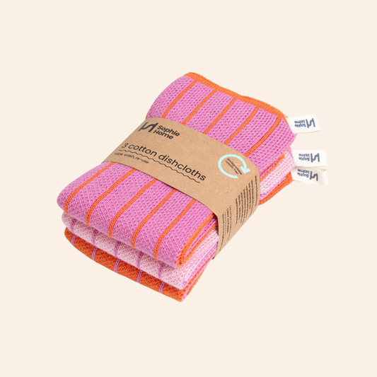 Reusable Dishcloths - Striped Pink