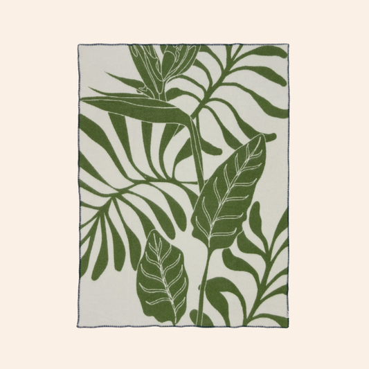 Wool Blanket - Green Leaf