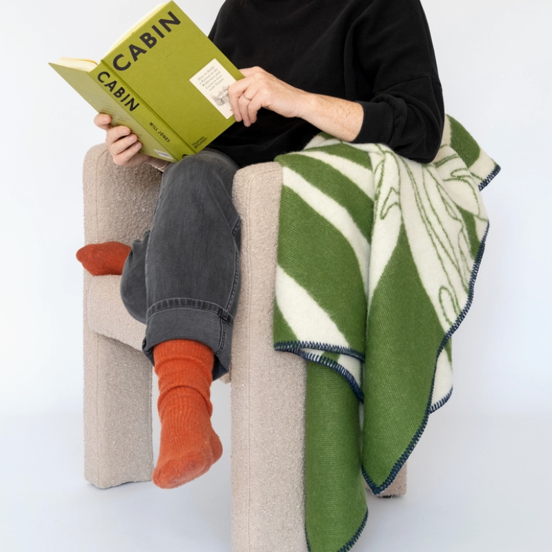 Wool Blanket - Green Leaf