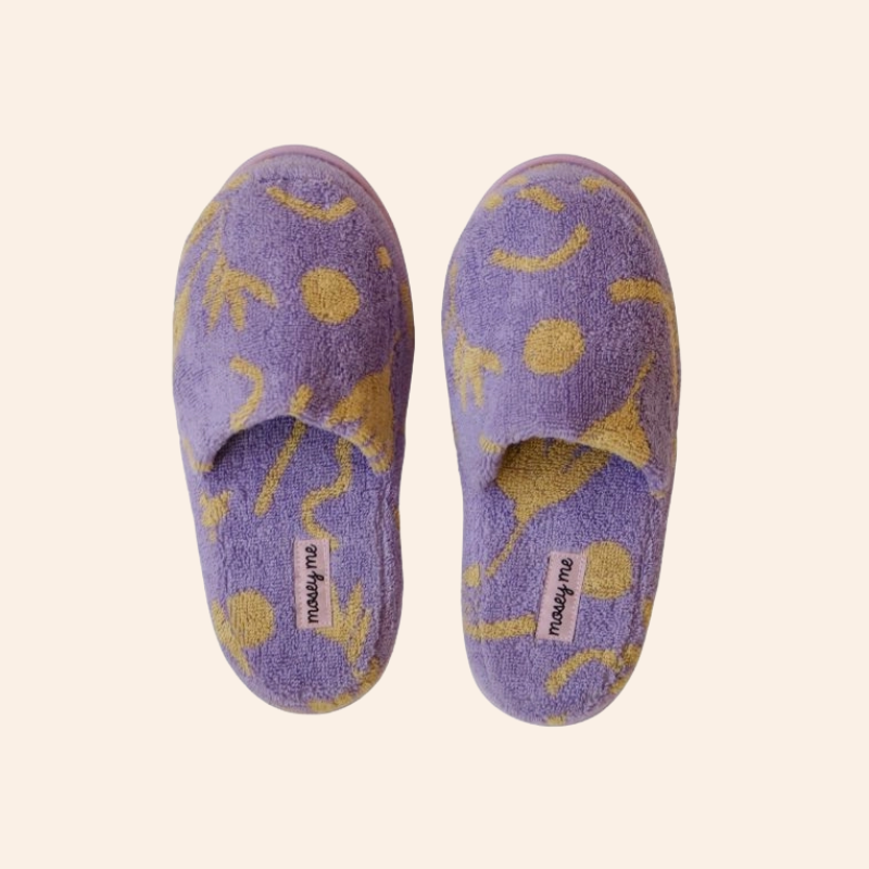Terry Slippers - Lilac Floral Dreams