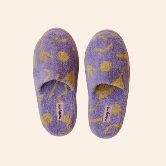Terry Slippers - Lilac Floral Dreams