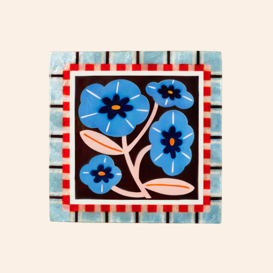 Shell Tile - Square Blue Floral