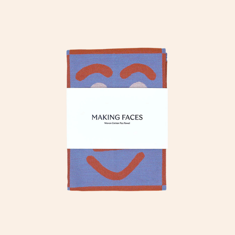 Tea Towel - Making Faces Blue