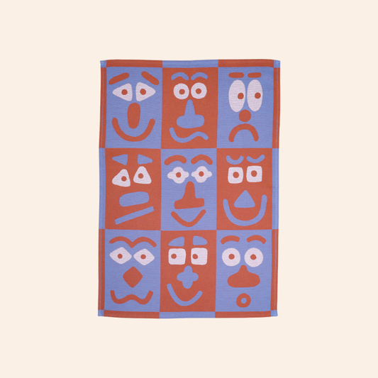 Tea Towel - Making Faces Blue