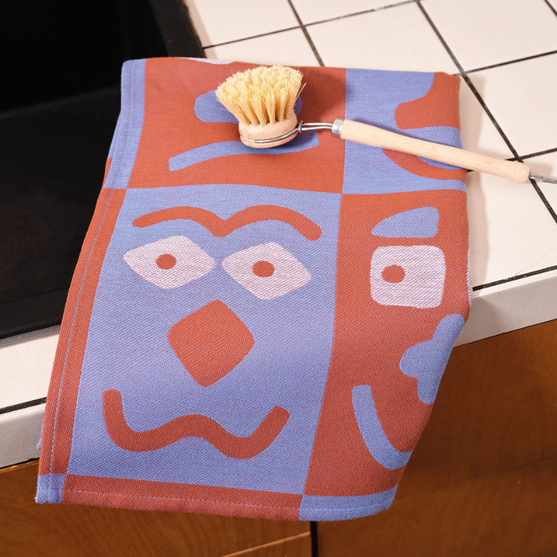 Tea Towel - Making Faces Blue