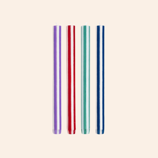 Stripe Dinner Candle Set - Strong 1 White