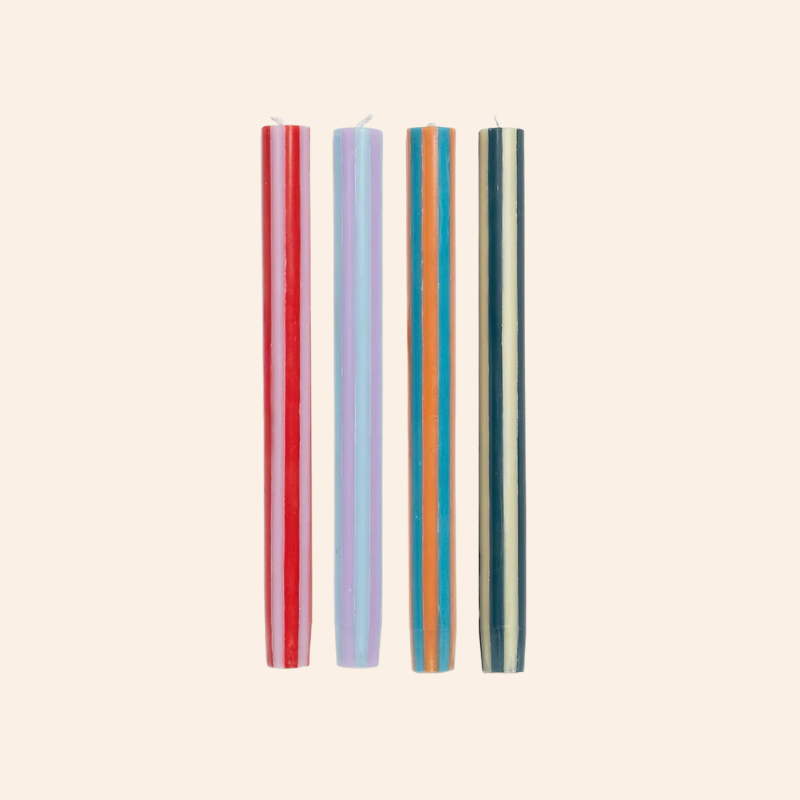 Stripe Dinner Candle Set - Pop Colours