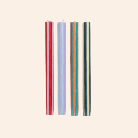 Stripe Dinner Candle Set - Pop Colours