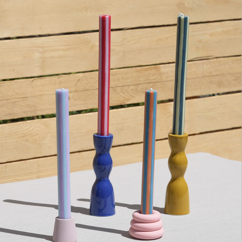 Stripe Dinner Candle Set - Pop Colours
