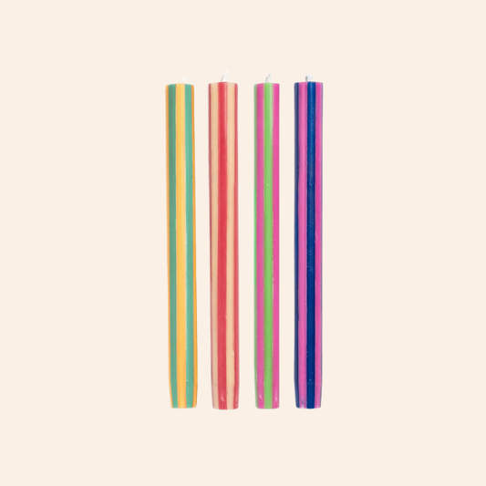 Stripe Dinner Candle Set - Strong 2 Colours