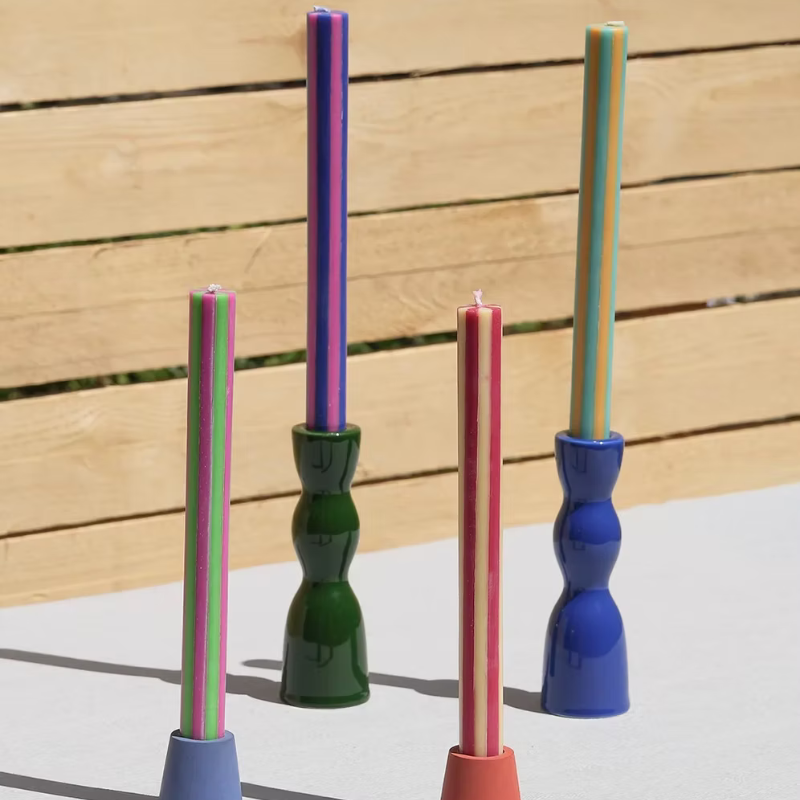 Stripe Dinner Candle Set - Strong 2 Colours